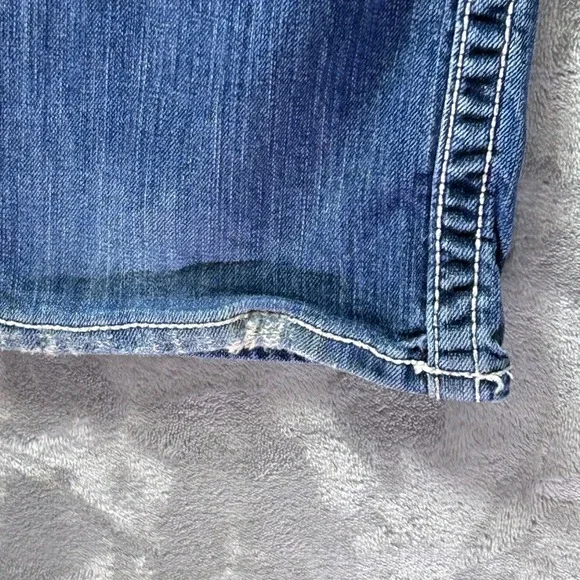 BKE Payton Bootcut Jeans Women 32x33.5 Medium Wash Distressed Thick Stitch Denim - Picture 11 of 16